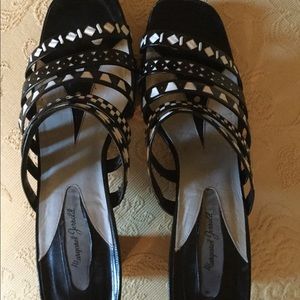 Vintage Margaret Jerrold Black White Sandals